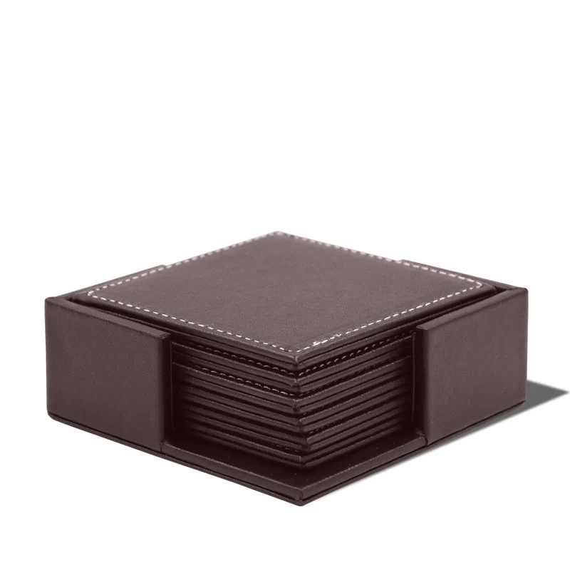 6pcs/Set Business Leather Coas - Leather Desk Pad 评论和价格