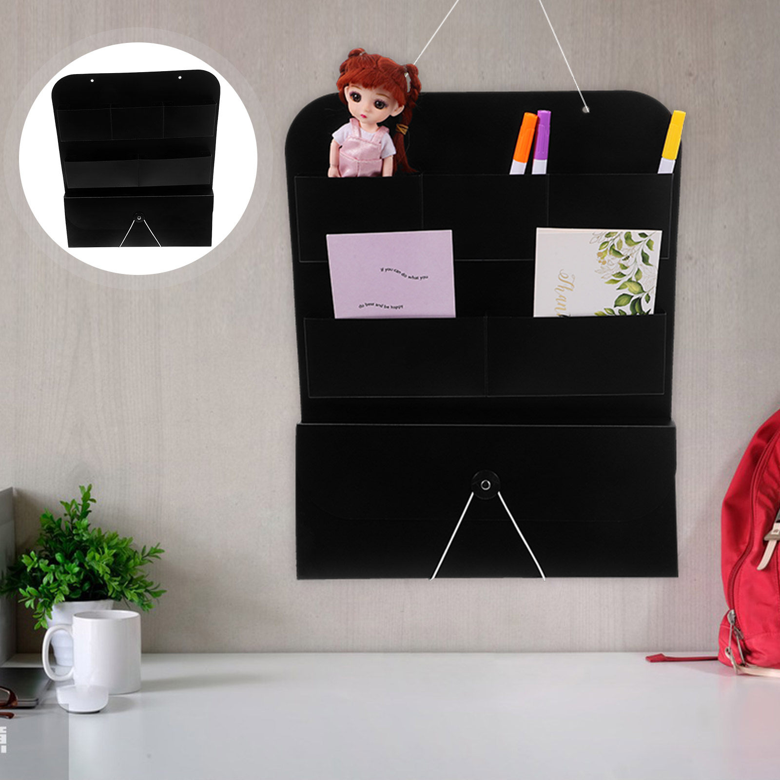 Hanging Wall File Organizer PP - Magazine Holder Rack 评论和价格