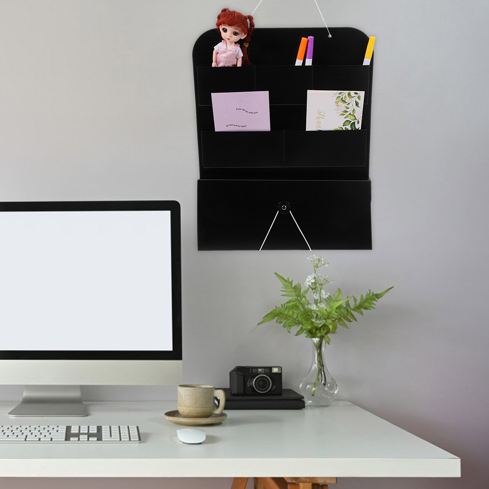 Hanging Wall File Organizer PP - Magazine Holder Rack 评论和价格